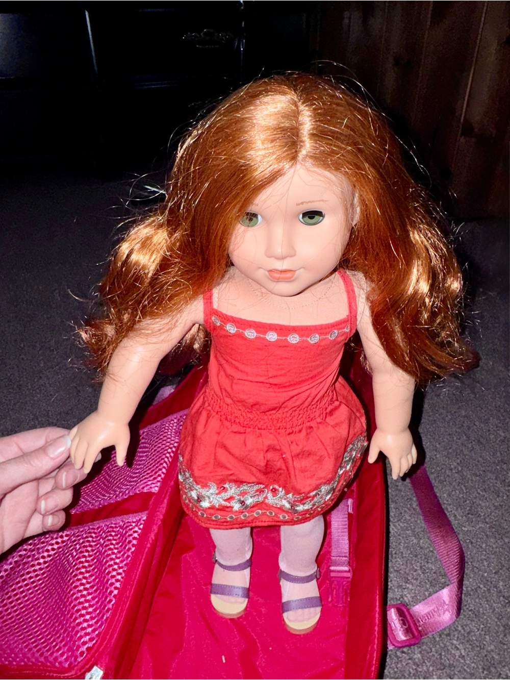 American Girl Red-Haired Doll in Red Dress